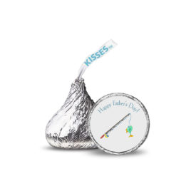 Fishing Candy Sticker that fits on the bottom of a Hershey's kiss.