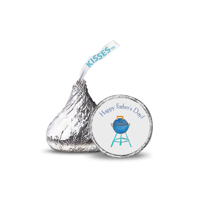 grill image adorns a candy sticker that fits on the bottom of a Hershey's Kiss.
