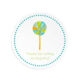 Lollypop image adorns a Round Gift Sticker