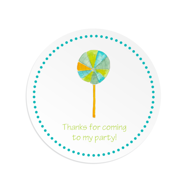 Lollypop image adorns a Round Gift Sticker