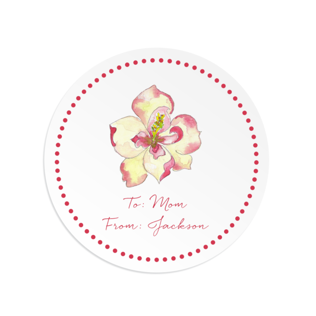 magnolia round gift sticker