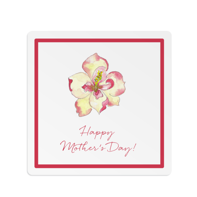 magnolia flower adorns a square gift sticker