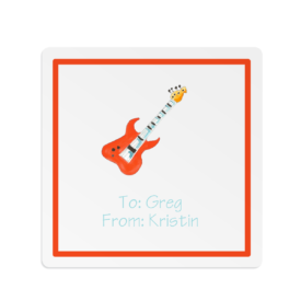 guitar image adorns a square gift sticker