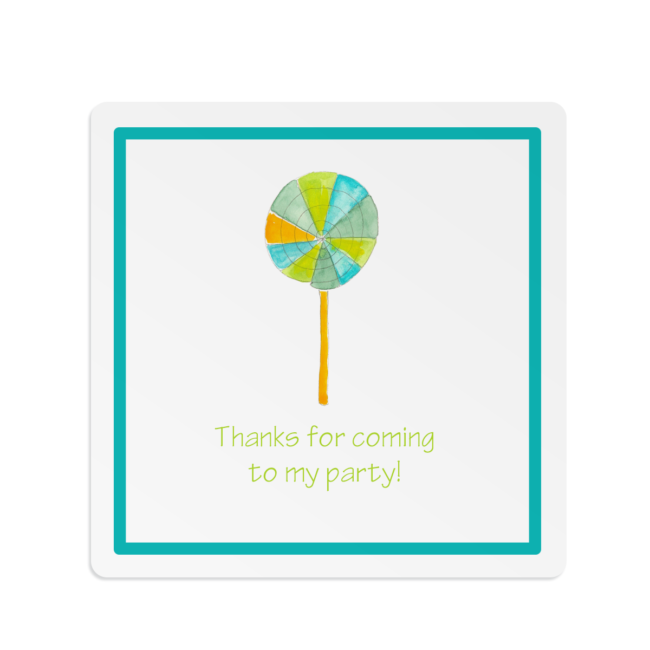 Lollypop image adorns a Square Gift Sticker