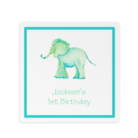 elephant image adorns a square gift sticker