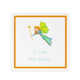 fairy image adorns a square gift sticker