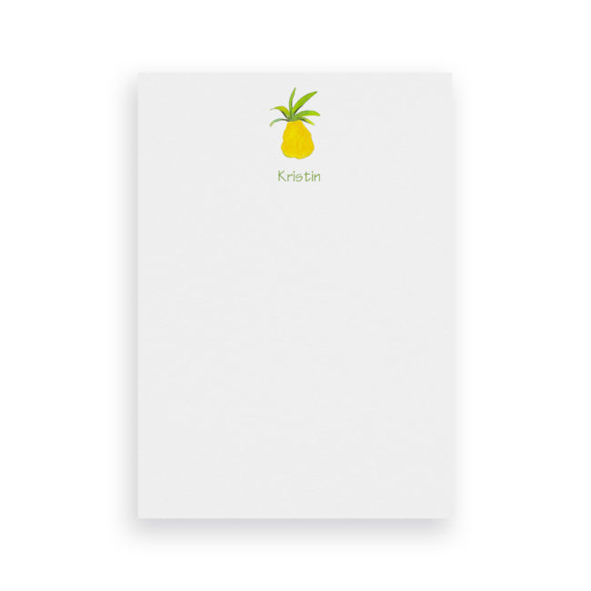 pineapple classic notepad printed on White paper.