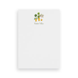 topiaries classic notepad printed on White paper.