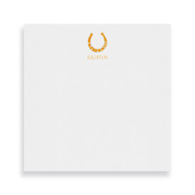 horseshoe square notepad printed on white paper