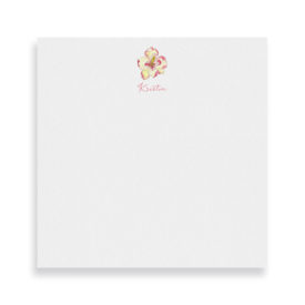 magnolia image adorns a square notepad printed on white paper.