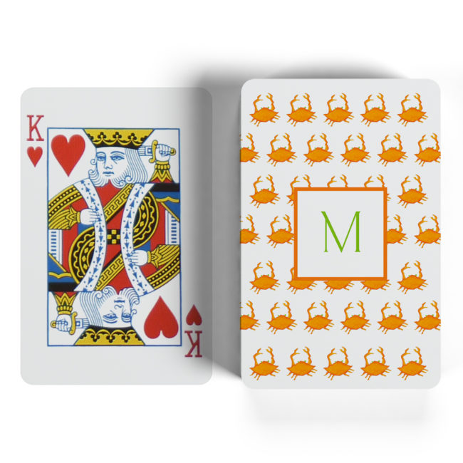 orange crab motif playing cards