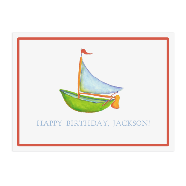 Sailboat image adorns a paper placemat printed on White paper.