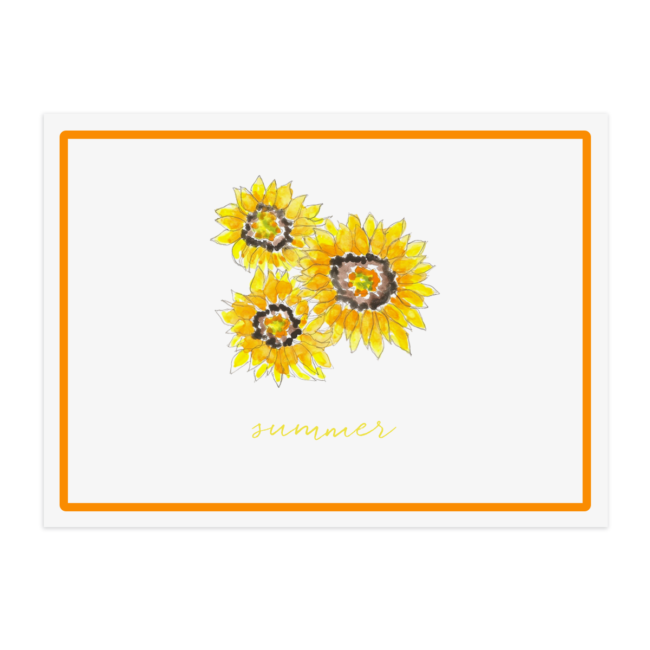 sunflowers image adorns a paper placemat printed on White paper.