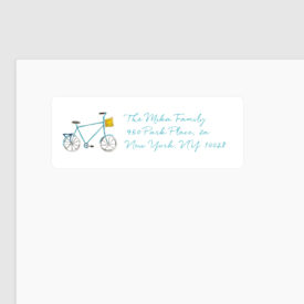 return address label featuring a bicycle