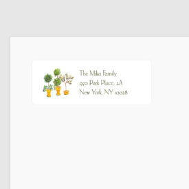 topiaries trees adorn a personalized return address label