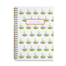 boat spiral bound notebook with blank pages.