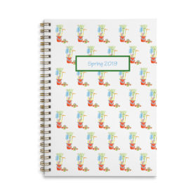 Garden Tools Spiral Notebook with blank pages.