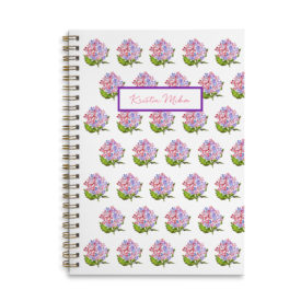 hydrangea spiral bound notebook with blank pages.