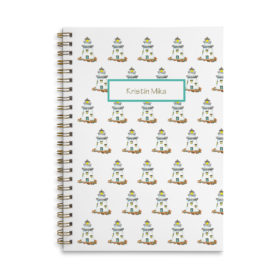 lighthouse spiral bound notebook with blank pages.