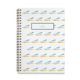 pen and pencil spiral bound notebook that can be personalized.