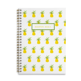 Pineapple Spiral Notebook with blank pages.