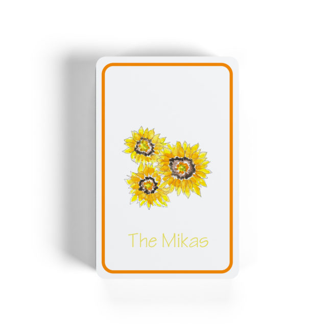 sunflowers adorn classic playing cards