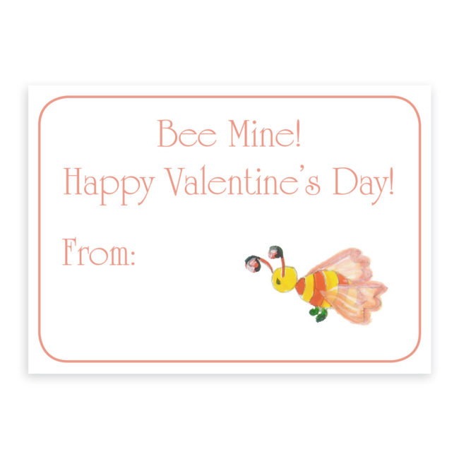 Bee Valentine card on heavy white paper