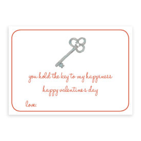 Valentine Card with a Key image printed on heavy white card stock.