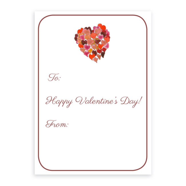 Valentine Card featuring a heart printed on heavy white paper