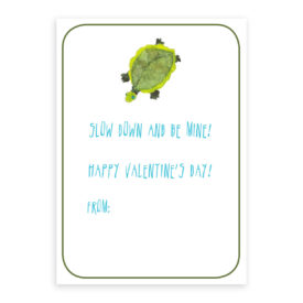 Turtle Valentine printed on white card stock paper