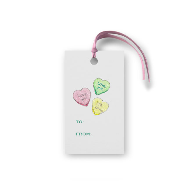 Conversation Hearts Glittered Gift Tag