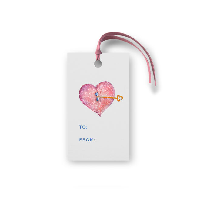 Heart and Key Glittered Gift Tag