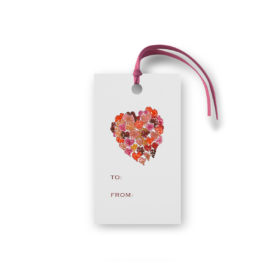 Hearts o Plenty image on a gift tag that is glittered.