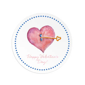 Heart and Key image adorns a Round Gift Sticker