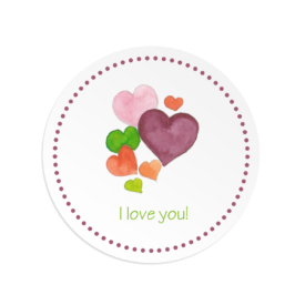 Hearts image adorns a Round Gift Sticker