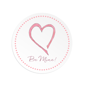 Pink Heart on a Round Gift Sticker