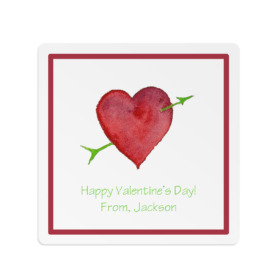 Heart and Arrow adorns a Square Gift Sticker