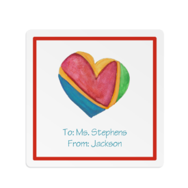 Colorful Heart image on a Square Gift Sticker