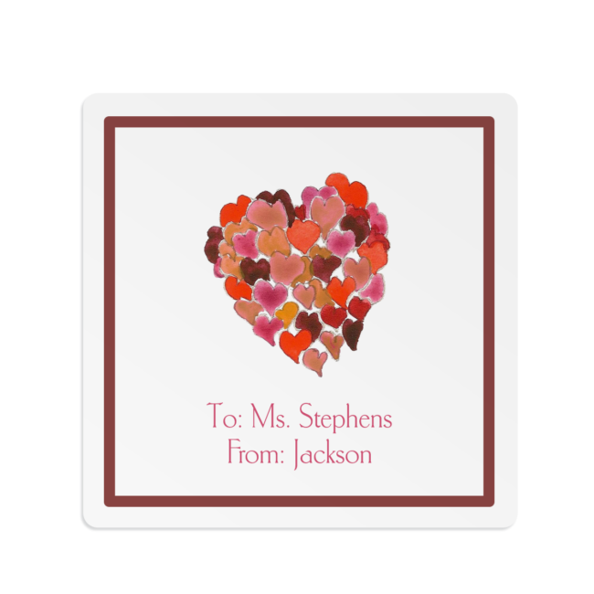 Hearts o Plenty image printed on a Square Gift Sticker