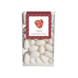 Hearts image printed on a sticker that fits on a tic tac box