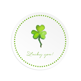 Large Round sticker with a shamrock that can be personalized.