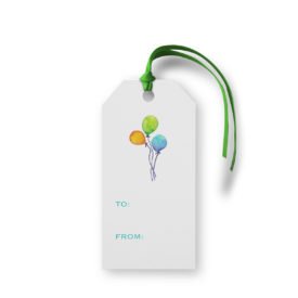 Balloons image adorns a Classic Gift Tag printed on White paper.