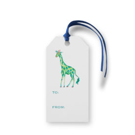 Giraffe image adorns a Classic Gift Tag printed on White paper.