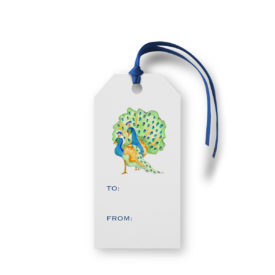 Peacock image adorns a Classic Gift Tag printed on White paper.