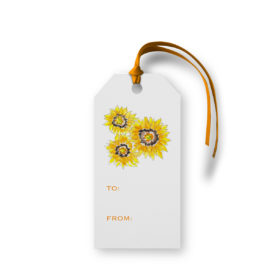 Sunflowers adorn a Classic Gift Tag printed on White paper.